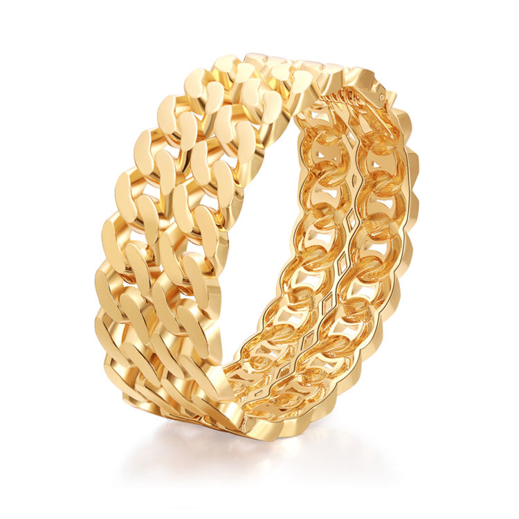 Pulsera de aleación de borde ancho con cadena de giros de masa frita al por mayor